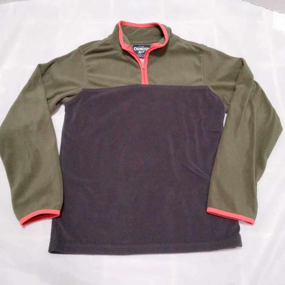 Oshkosh Fleece Pullover Boys 12 Gray Geen Orange